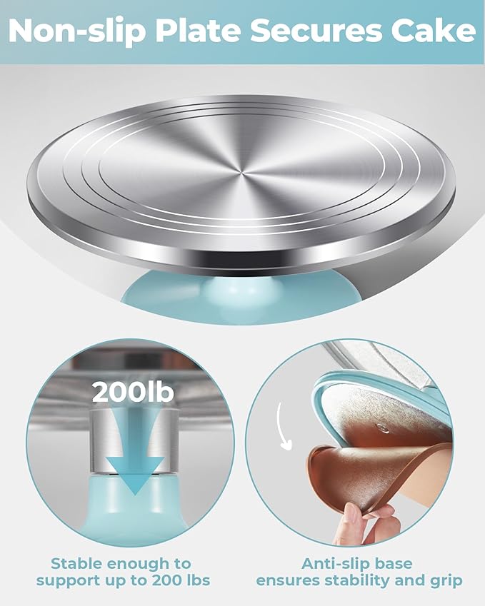 Kootek Aluminum Cake Stand Turntable for Party, Base Giratoria Para Pastele