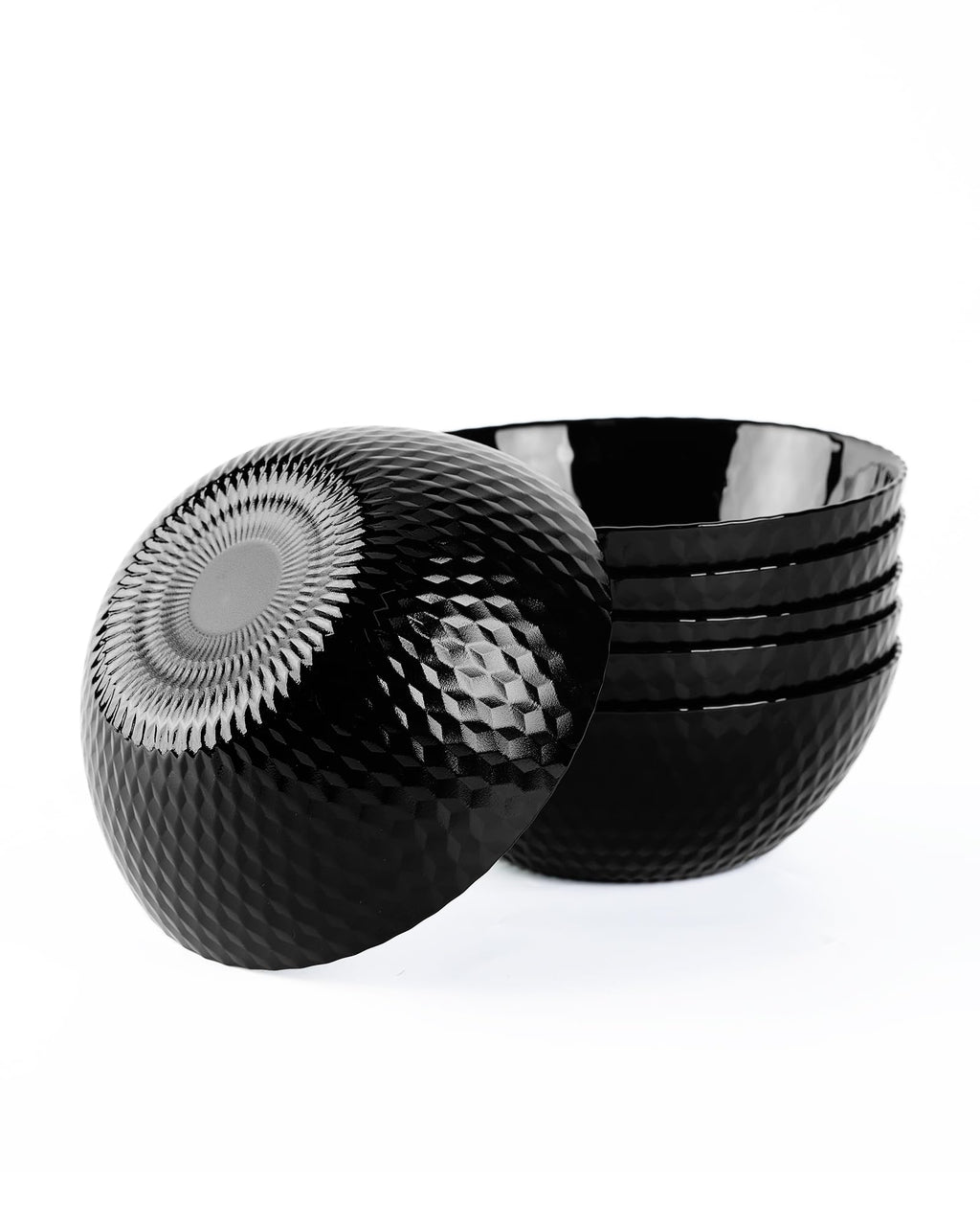 LaGlint 20 OZ Max Black Opal Glass Cereal Bowl Set of 6, 6 Inch