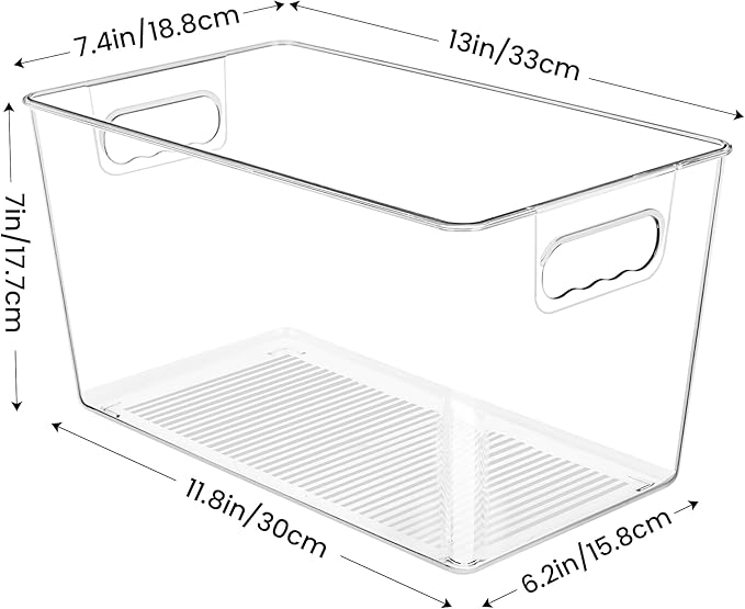 YIHONG 8 Pack Clear Storage Bins, Pantry Organizer Bins with Handle, XL