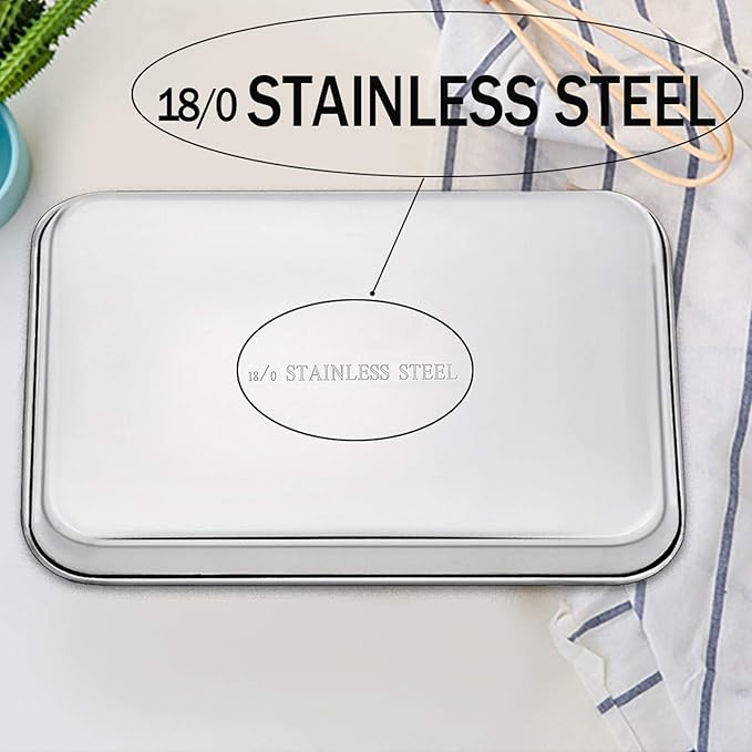 TeamFar Baking Sheet Set of 4, Stainless Steel Baking Pan Cookie Sheet