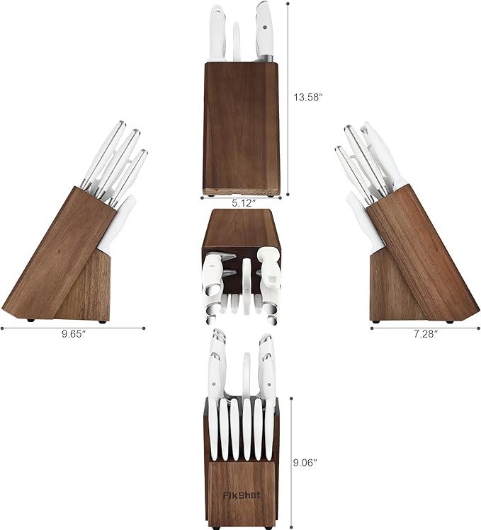 Fikshot 14-Piece Knife Set – German High Carbon Stainless Steel, White