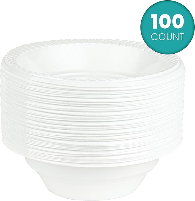 PLASTICPRO Round Plastic 12 ounce Bowls Microwaveable 100 Count