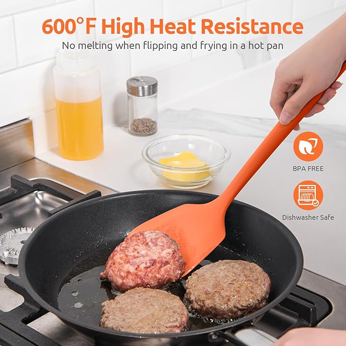 U-Taste Silicone Turner Cooking Spatula, 13.6" Long/3.7" Wide, Orange