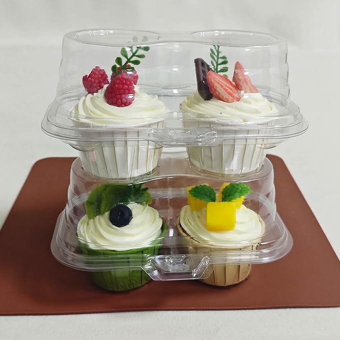 LSGENGXCY 60pc Disposable 2 Cavity Muffin Container,Cupcake Carton With Lid