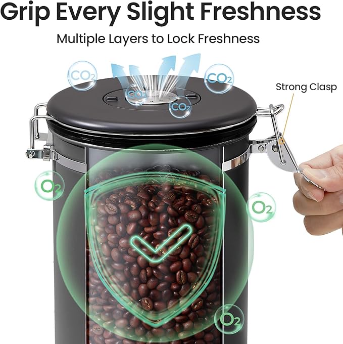 Veken Coffee Canister,39OZ, 2.2lbs,Large Airtight Stainless Steel Container
