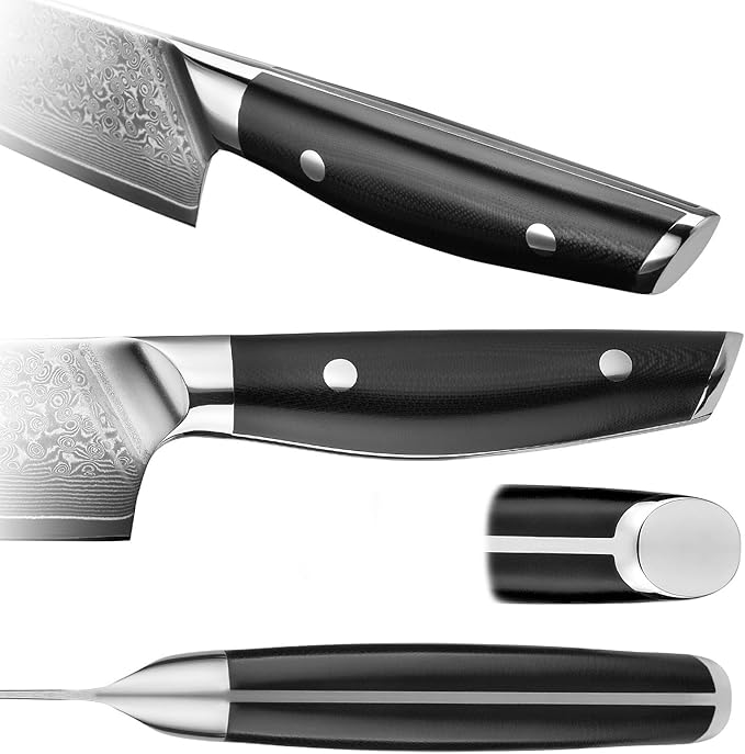 Klaus Meyer Luxor 8 Inch Chef Knife, Damascus Kitchen Knife, VG10 High Carbon Stainless Steel Japanese Chefs Knife