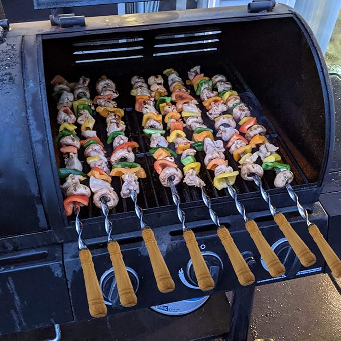 Antallcky 12 Pack Kebab Skewers Stainless Steel Sticks 23.5 Inches