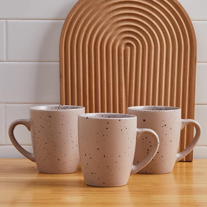 Stone Lain Jade Stoneware 16 Piece Dinnerware Set, Home Kitchen Dish Set with Dinner Plates, Salad Plates, Bowls, & Mugs - Service for 4, Taupe