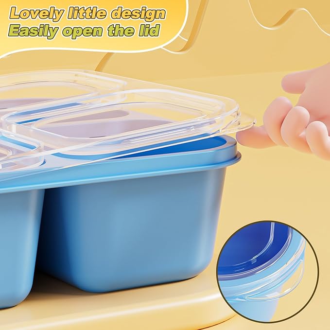 Canfanni 6 Pcs Snack Box Container Set, Reusable 3&4 Compartment Meal Prep Snack Containers for Adults Kids Toddler, BPA-Free Divided Lunchable Container for School, Work and Travel (Transparent Lids)