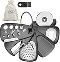 Pisol Kitchen Unique Gadgets Set 6 Pieces, Space Saving, Cheese Grater, Bottle Opener, Fruit Vegetable Peeler, Pizza Cutter, Garlic Ginger Grinder, Herb Stripper Gift Set