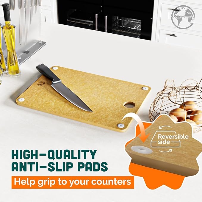 Earth’s Dreams Composite Wood Cutting Board 17” x 12” - Tan, Chopping Board