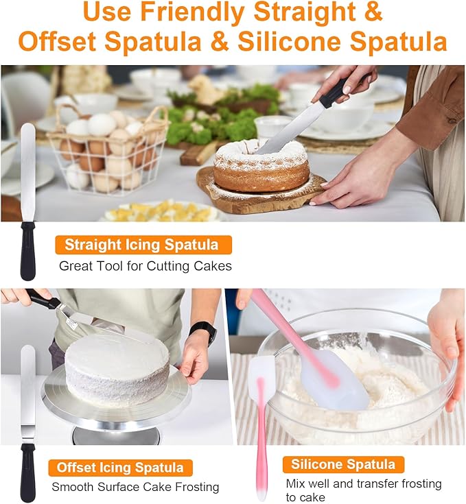 Uten Cake Decorating Supplies Kit 33pcs, Aluminium Cupcake Stand Turntable