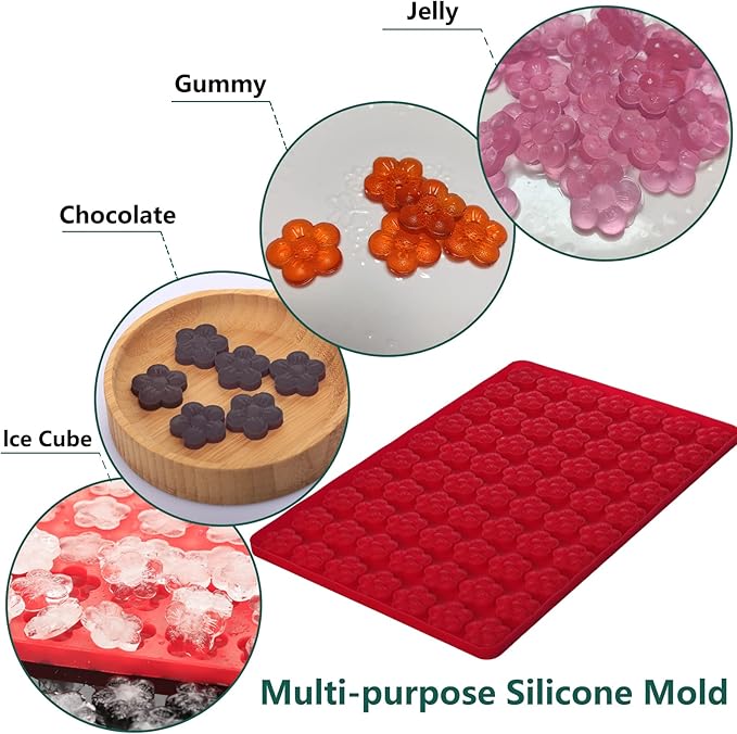 Amyandone Flower Silicone Mold, Small Plum Blossom Shaped, 70 Cavities