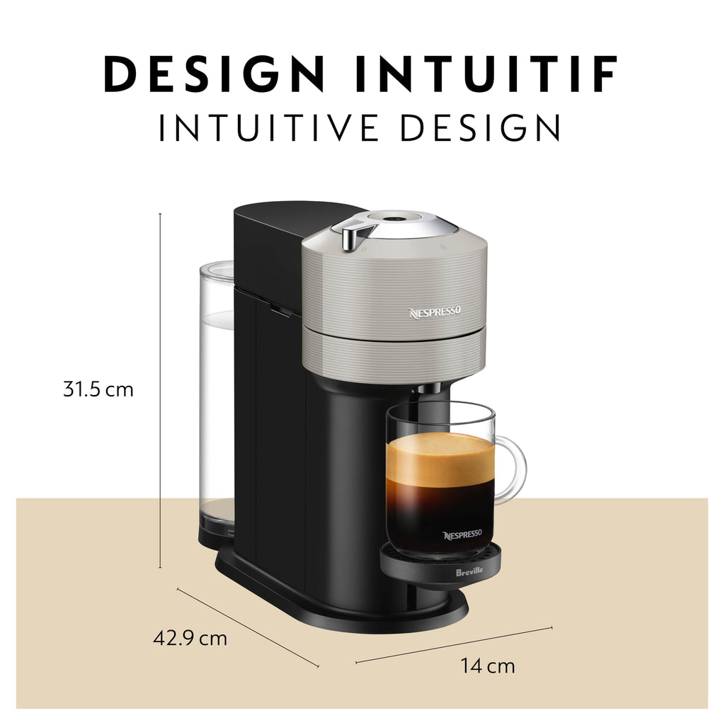 Nespresso Vertuo Next Coffee Machine with Milk Frother, Light Grey