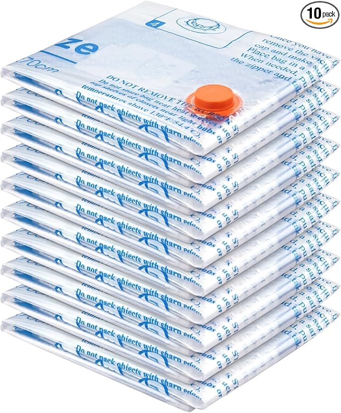 MEIQIHOME Vacuum Storage Bags, Space Saver Sealer Bags,Vacuum seal bags for clothing, Pillows, Comforters, Blankets, Bedding,Travel,10 Jumbo