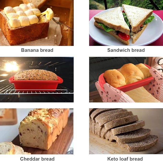Silicone Bread and Loaf Pans (2 Pack) - Nonstick Silicone Baking Mold for Homemade Loaf, Bread and Meatloaf