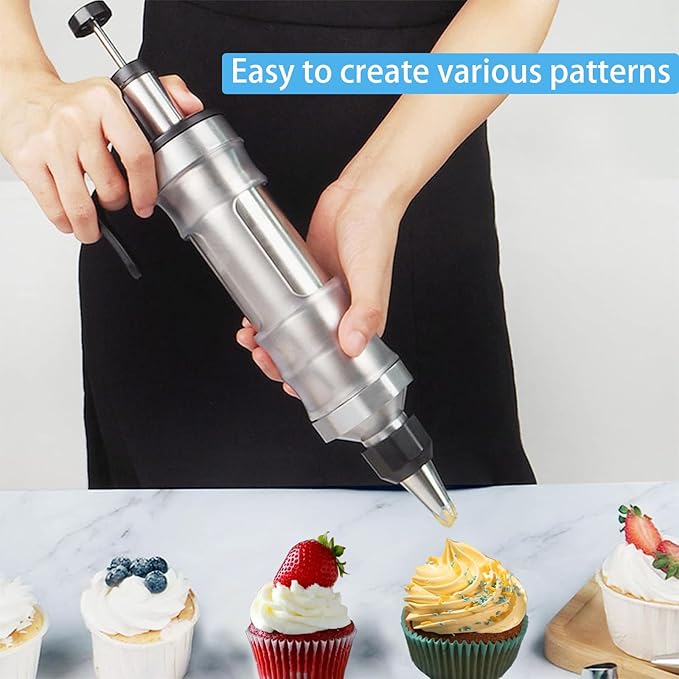 Dessert Decorating Syringe Set, Frosting Piping Kit, Pink