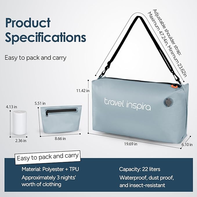 Compression Packing Cube with Electric Pump, Waterproof Travel Bag IP67