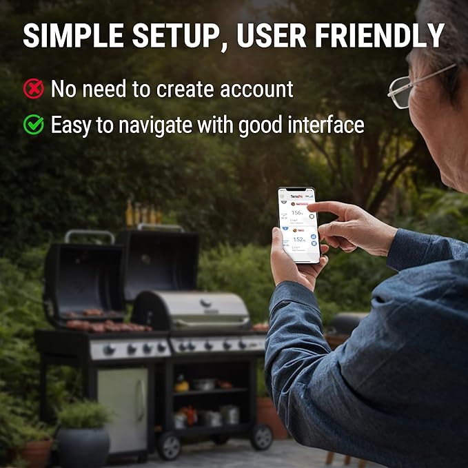 TempPro TempSync 650 ft Bluetooth Meat Thermometer with 2 Probes for Grill