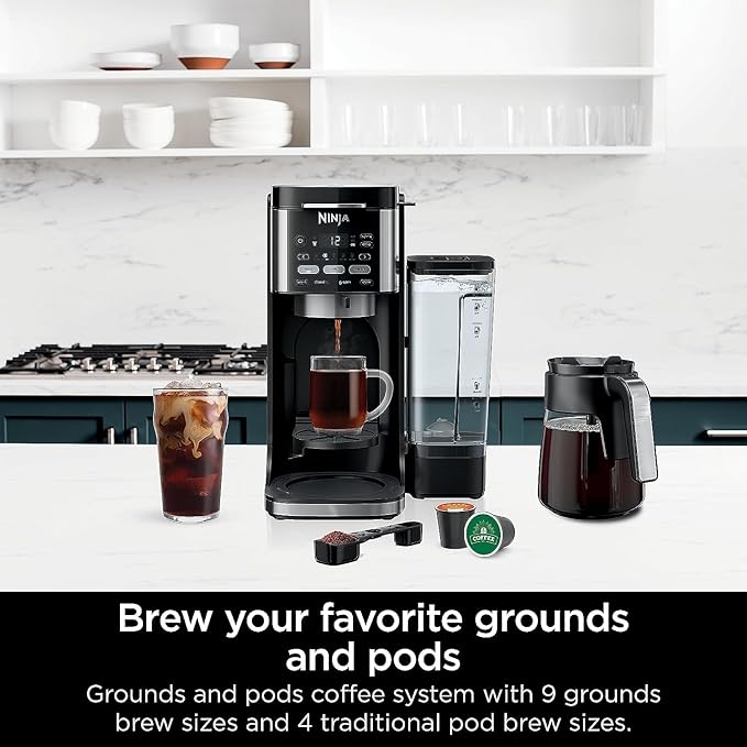 Ninja (Refurbished) Drip Coffee Maker | DualBrew Pro Hot & Iced Coffee | Compatible with K-Cup Pods | 3 Brew Styles (Classic, Rich, & Iced) | 60oz Removable Reservoir & Dishwasher Safe | (Renewed)