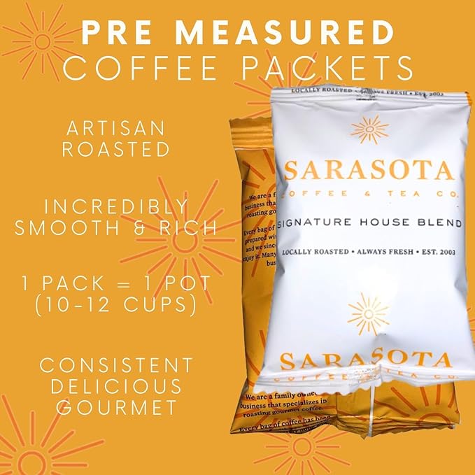 Breakfast Blend 2.5oz Coffee Packets – Medium Roast Bulk Ground Packs for 12-Cup Drip Brewers, Low Acid, Fresh-Sealed Fractional Bags, 36 Count by Sarasota Coffee