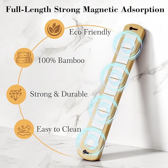 Magnetic Knife Holder, 18 Inch Bamboo Wood Knife Strip for Wall or Fridge