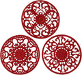 Extra Thick Silicone Trivet Mat for Hot Dishes, Hot Pots and Pans, Pot Holder, Hot Pad to Protect Your Table and Countertop, Kitchen Decor and Accessories,Merlot Red,Set of 3