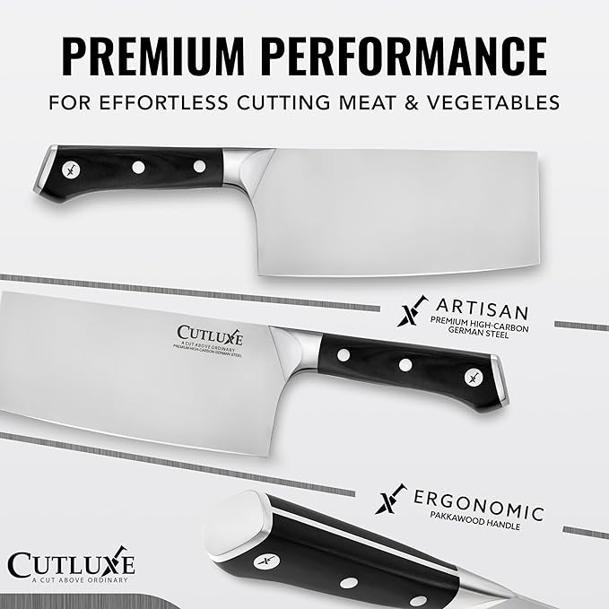 Cutluxe Cleaver Knife, 7" Meat Cleaver Butcher Knife for Meat Cutting