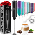 Zulay Kitchen Powerful Milk Frother Wand - Handheld Stainless Steel - Battery Operated Drink Mixer for Coffee, Lattes, Cappuccino, Matcha - Froth Mate Frother Gift - Midnight Black
