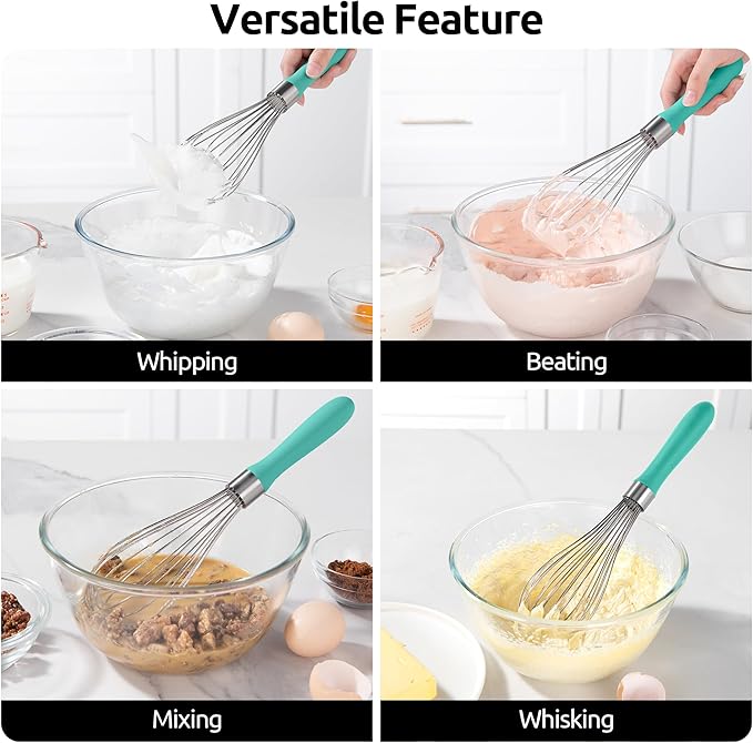 U-Taste Wire Whisk for Cooking, 18/10 Stainless Steel Wisk, M/Aqua Sky