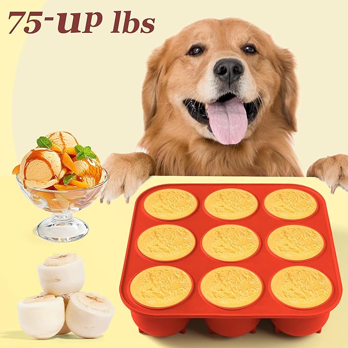 Wilewir 9-Cavity Silicone Frozen Dog Treat Mold for Woof Pupsicle & Power Chewer Pupsicle XL 75 lbs and Up, Reusable Frozen Dog Treat Tray Mold for Pupsicle Toy