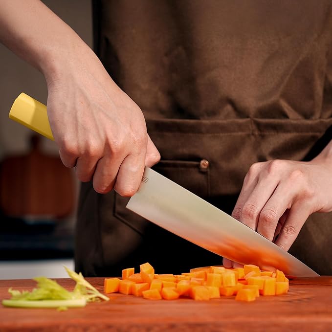 Butterfork 8 Inch Chef Knife, AR-RPM9 Steel & Ergonomic Handle Cooking Knife, Ultra Sharp Professional Kitchen Knife with Oak Sheath, Gift Box for Home Chefs