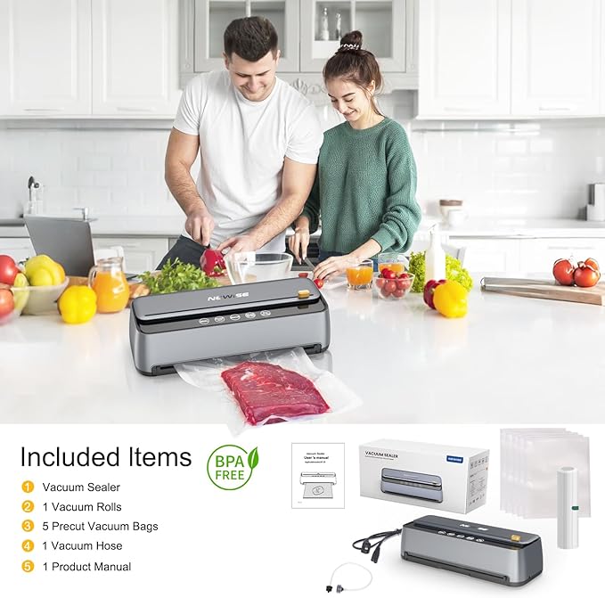 Newise Vacuum Sealer for Food, 85Kpa Food Saver Vacuum Sealer Machine