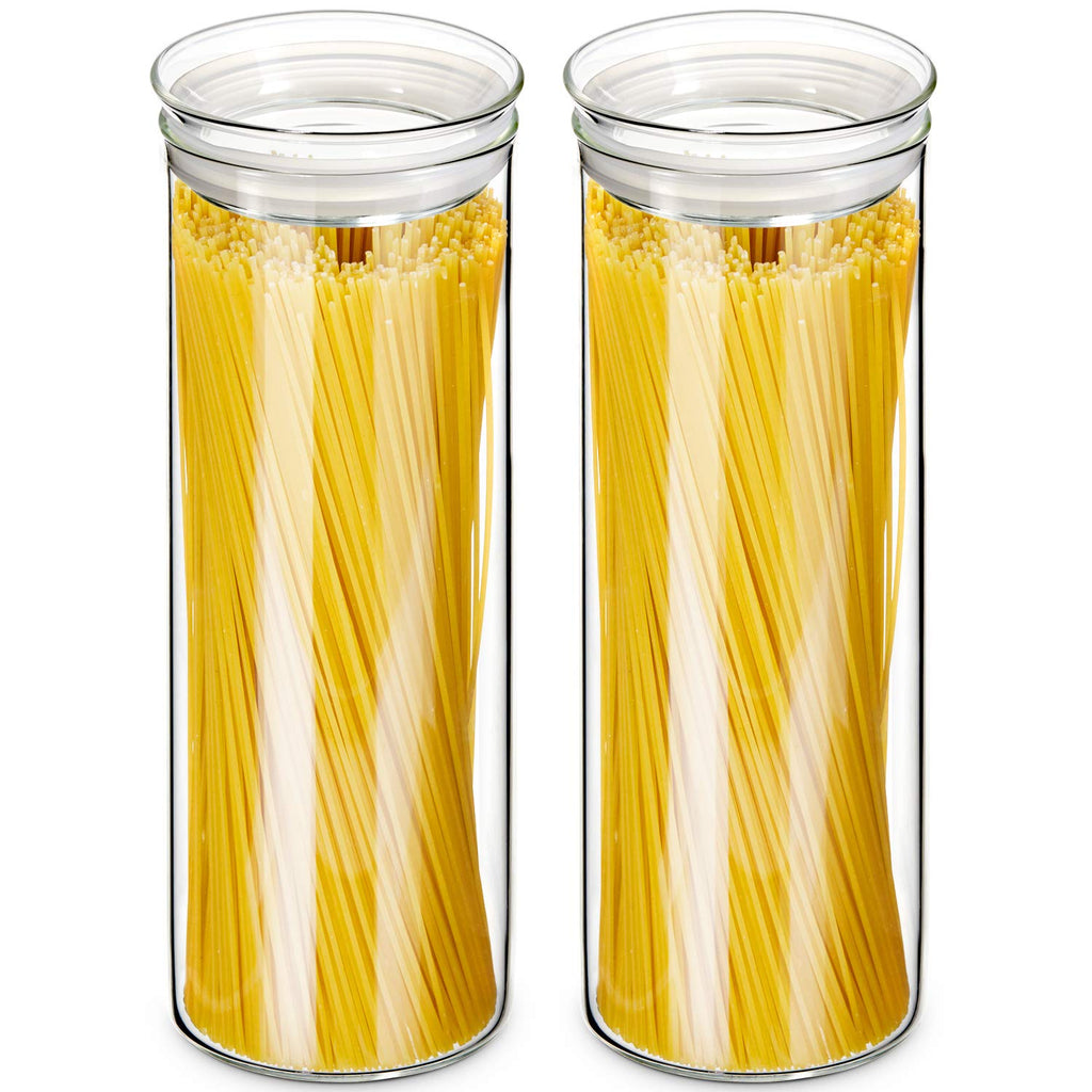 ZENS Glass Spaghetti Storage Container, 65oz Tall Glass Jars Set of 2