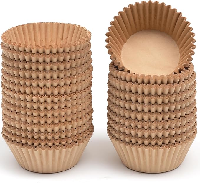 qiqee Natural Brown Cupcake Liners, 300 Count, Jumbo Size