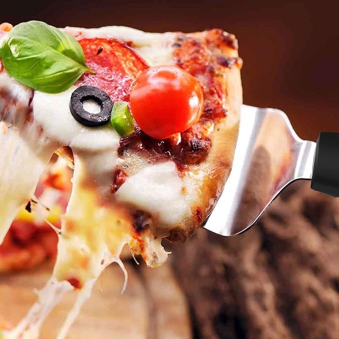20 Pcs Pizza Spatula Pie Server, 10 Inch Stainless Steel Cake Server Spatula Non Slip Easy to Grip, Triangular Spade Spatulas with Plastic Handle for Desserts Pizza Pie Cake Biscuit