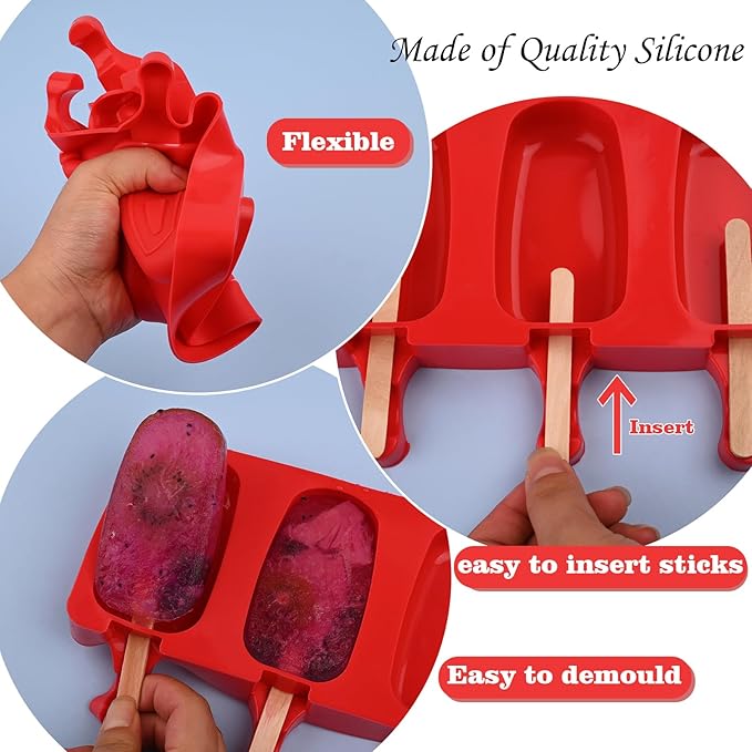 WMKGG Popsicle Silicone Molds Set, 2 PCS Ice Cream Molds