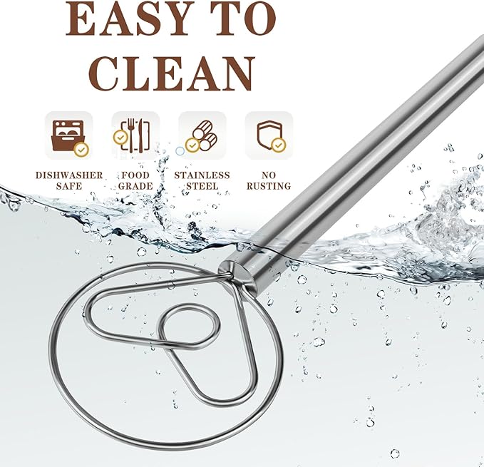 TEEVEA Danish Dough Whisk Stainless Steel for Sourdough Bread
