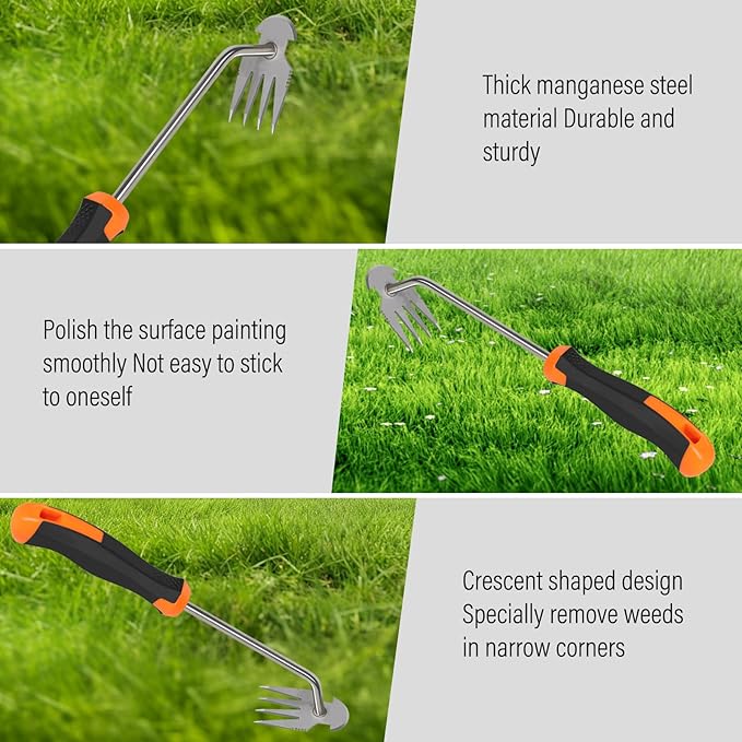 Carrie Rowe Weed Remover Tool,Garden Weed Tool, Portable Garden Weeding Tool for Vegetable Gardening Backyard Farm Planting & Weeding (Rubber Handle)