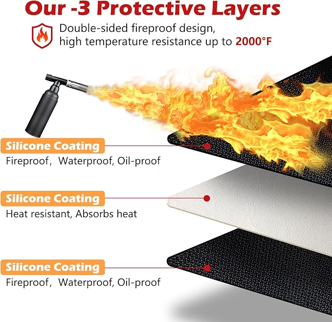 Demiwise 76X48in Grill Mats for Outdoor Grill,Fits Most Grills, Smokers, Griddles and Outdoor Charcoal, Flat Top,Deck and Patio Protector