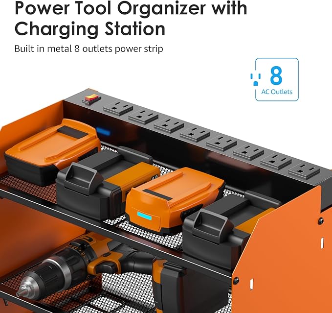 CCCEI Wall Mount Modular Tool Charging Organizer, Orange, 1 Pack, 3 Tier.