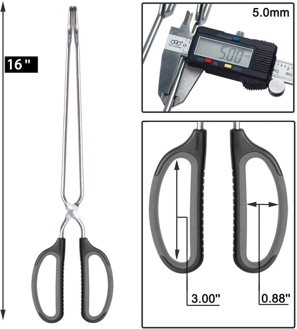 HINMAY Scissor Tongs 16" Extra Long Stainless Steel Barbecue Grilling Tongs