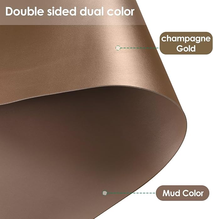 Zinkooat Leather Dresser Cover,1.8mm Thick,14x60 Inch,Dresser Protector Top,Dresser Top Protector,Dresser Cover Top,Dresser Top Cover,Dresser Cover Top for Bedroom.(Mud Color+Champagne Gold,14x60)