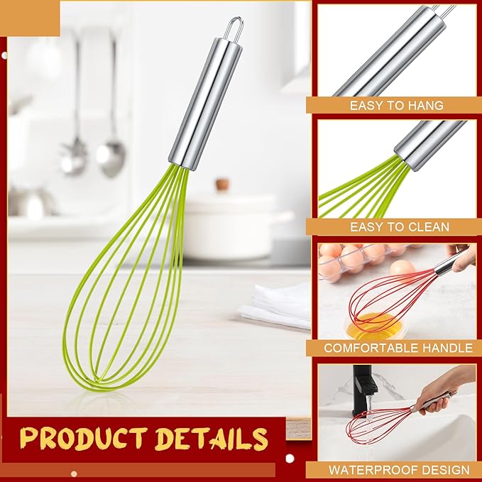 FoldTier 36 Sets 12 Inch Christmas Whisks Gifts DIY Fillable Christmas Tree Ornaments Xmas Colored Silicone Whisks for Cooking Heat Resistant Egg Beaters with Card Rope Bag for Candy Holder