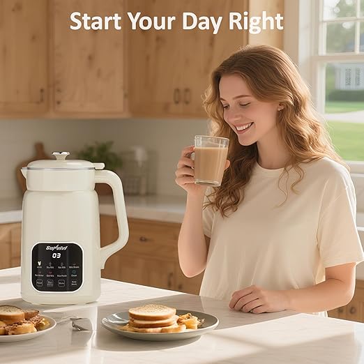 SUNVIVIPRO 60oz Nut Milk Maker Machine, 8 in 1 Soy Milk Maker Blender with Delay Start/Keep Warm/Self Clean, Touch Screen Food Processor for Soy/Nut/Oat Milk, Juice, Milkshake, Rice Paste & Boil Water