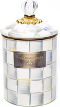 MACKENZIE-CHILDS Enamel Canister, Medium, Gray-and-White Sterling Check