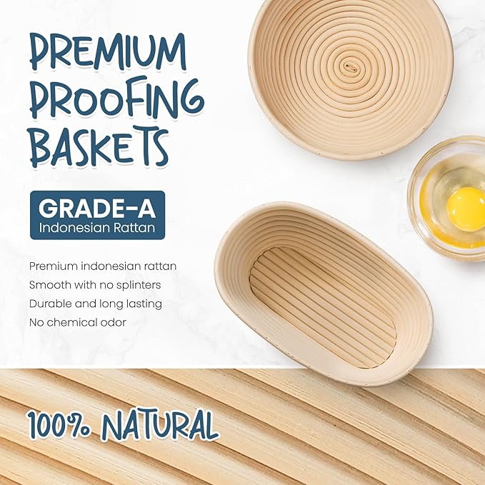 Rorecay Sourdough Starter Kit with Banneton Bread Proofing Baskets
