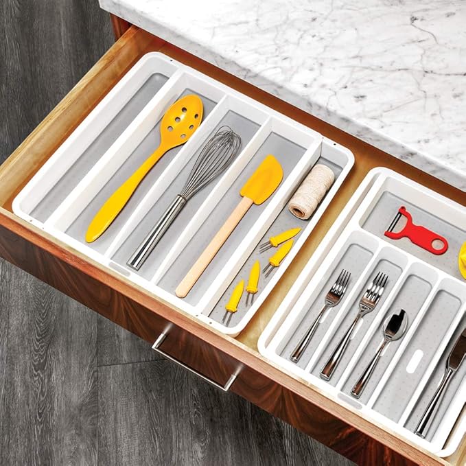 madesmart Classic Expandable Compartment Utensil Tray, White