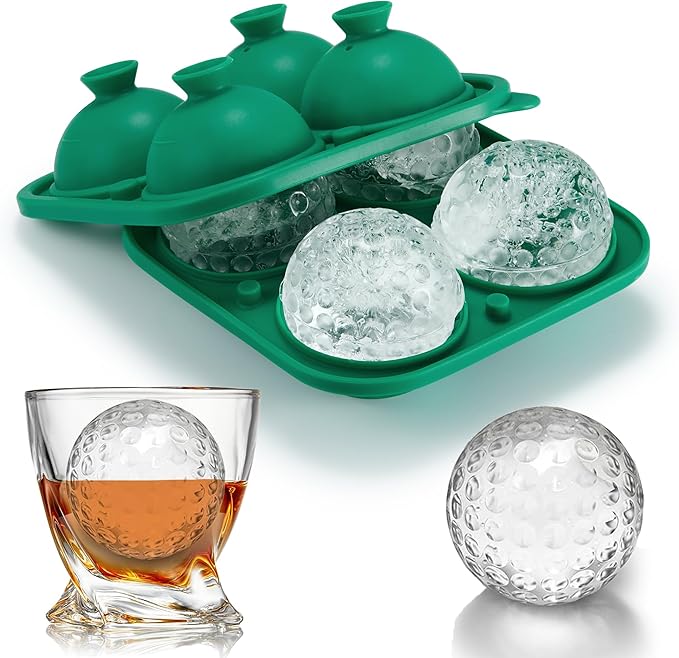ACOOKEE Novelty Golf Gifts Ball Ice Maker Mold, 2.2" Large Sphere Round Ice Cube Mold for Cocktails, Whiskey, Bourbon, Fun Shapes Big Whiskey Ice Cube Mold Gifts
