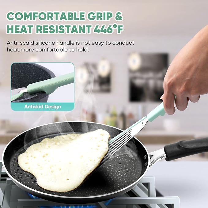 Silicone Fish Spatula for Nonstick Cookware,Thin Slotted Spatulas Turner